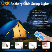 Load image into Gallery viewer, SMY Lighting 16FT Rechargeable Battery String Light