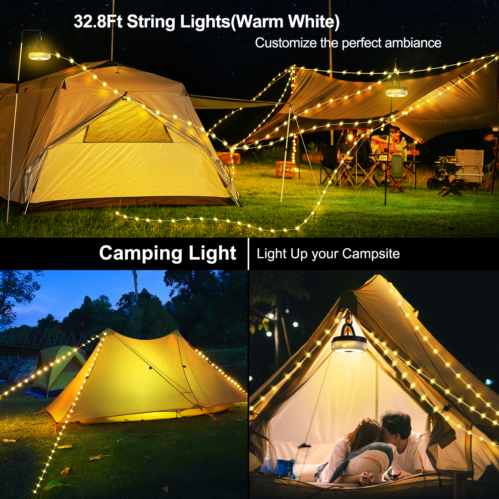 tent lights string SMY Lighting 3 in 1 Camping String Light