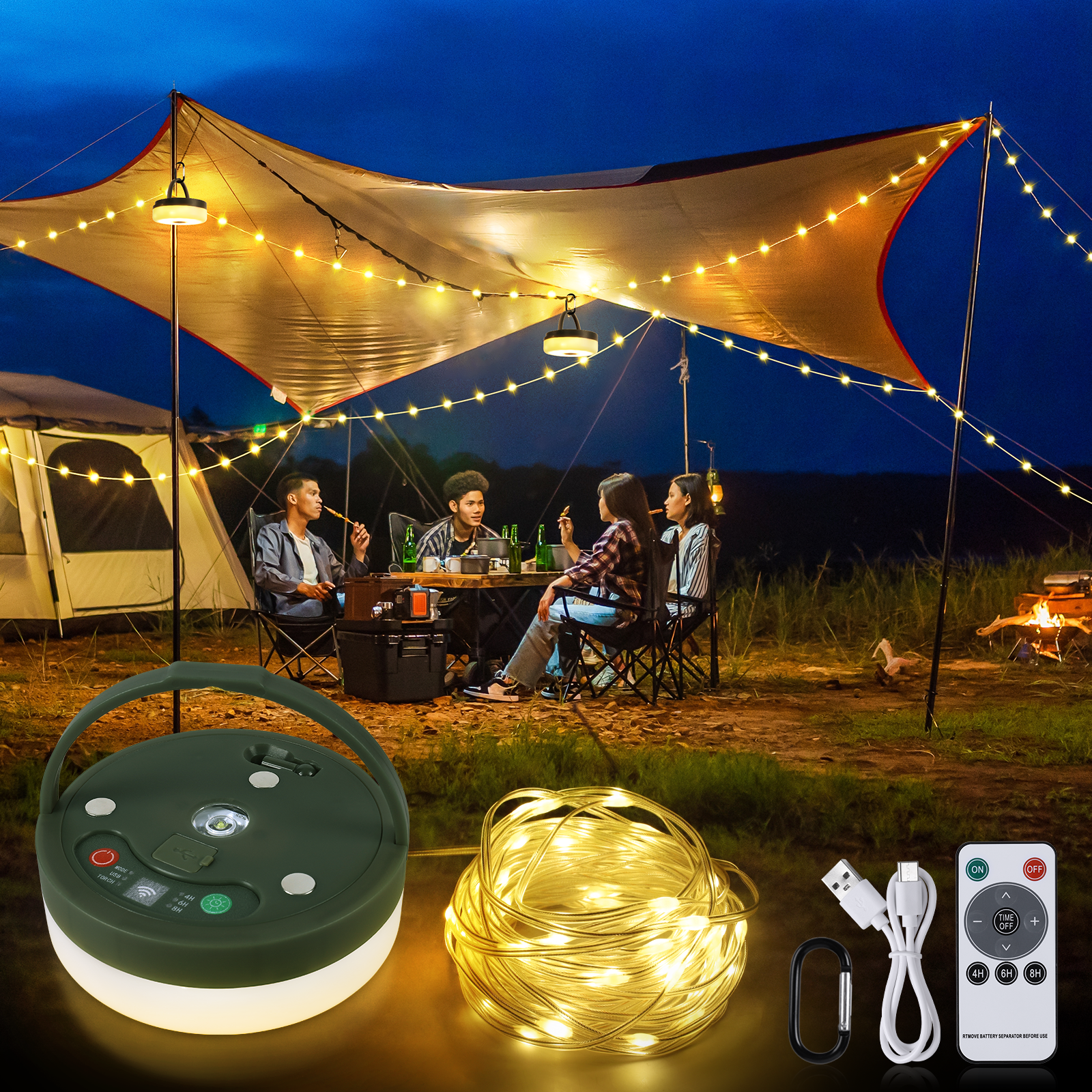 tent string lights SMY Lighting 3 in 1 Camping String Light