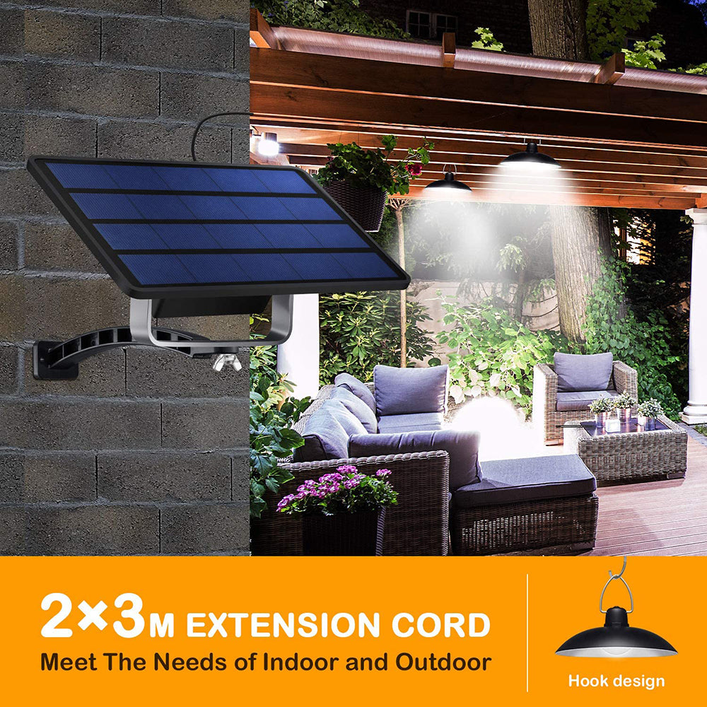 thumbnail image 2 of Double Head Solar Powered LED Pendant Light With Motion Sensor & Remote - Indoor/Outdoor For Garage, Shed, Barn, Gazebo (6500-7000K) 2 of 5
